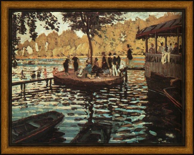 Framed Claude Monet la grenouillere painting