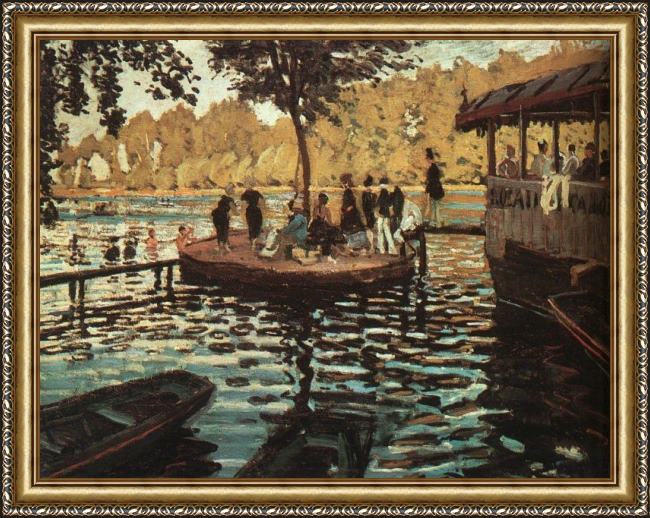 Framed Claude Monet la grenouillere painting