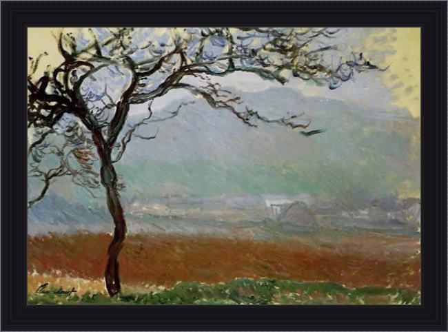 Framed Claude Monet landscape at giverny painting