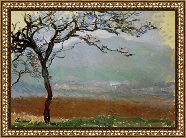 Framed Claude Monet landscape at giverny painting