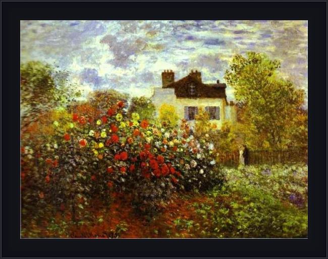 Framed Claude Monet monet's garden at argenteuil painting