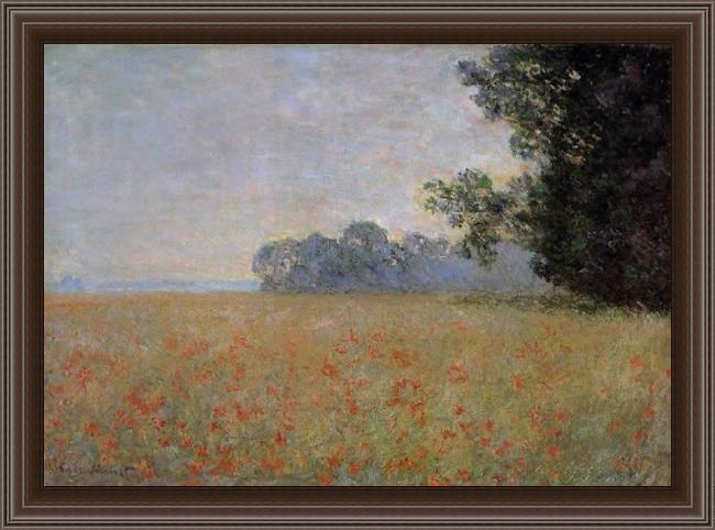 Framed Claude Monet oat and poppy field 2 painting