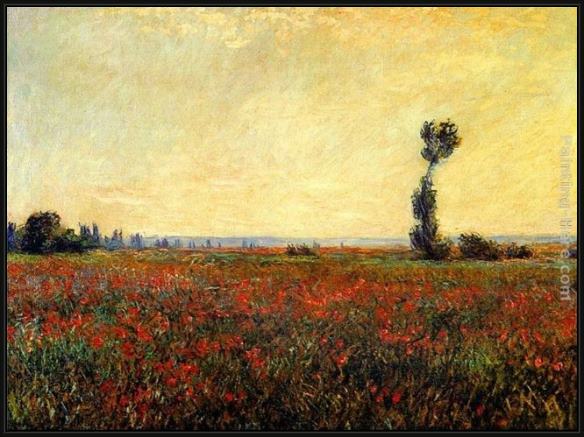 Framed Claude Monet poppy landscape painting