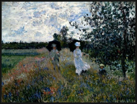 Framed Claude Monet promenade near argenteuil painting