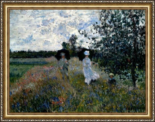 Framed Claude Monet promenade near argenteuil painting