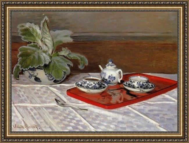 Framed Claude Monet tea set painting