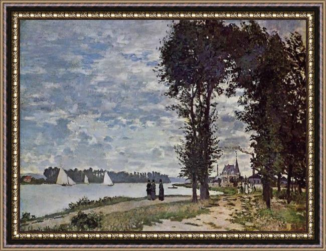 Framed Claude Monet the banks of the seine at argenteuil painting