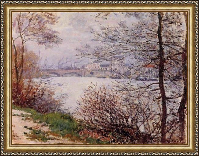 Framed Claude Monet the banks of the seine ile de la grande jatte painting