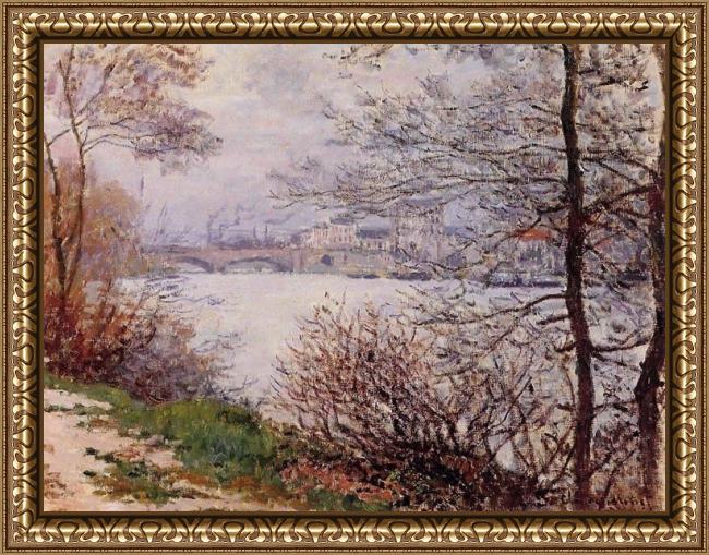 Framed Claude Monet the banks of the seine ile de la grande jatte painting