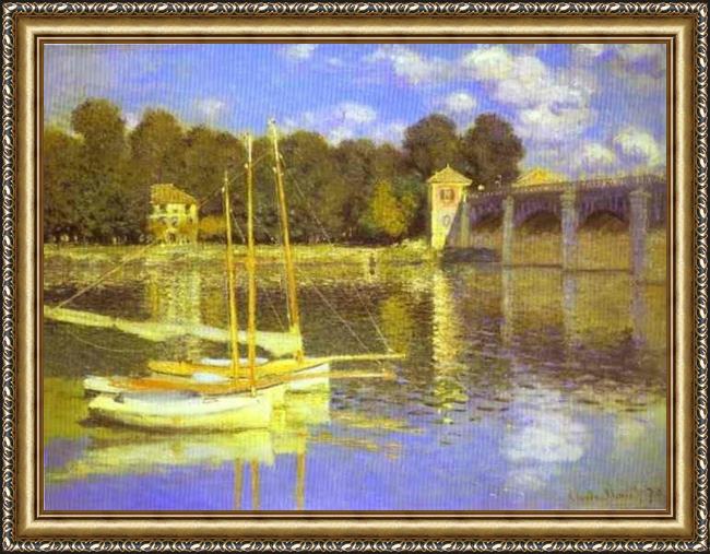 Framed Claude Monet the bridge at argenteuil painting