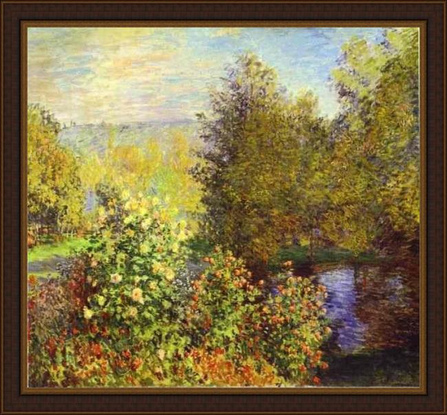 Framed Claude Monet the corner of the garden at montgeron painting