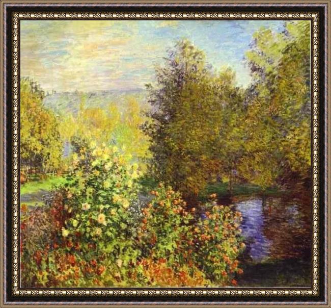 Framed Claude Monet the corner of the garden at montgeron painting