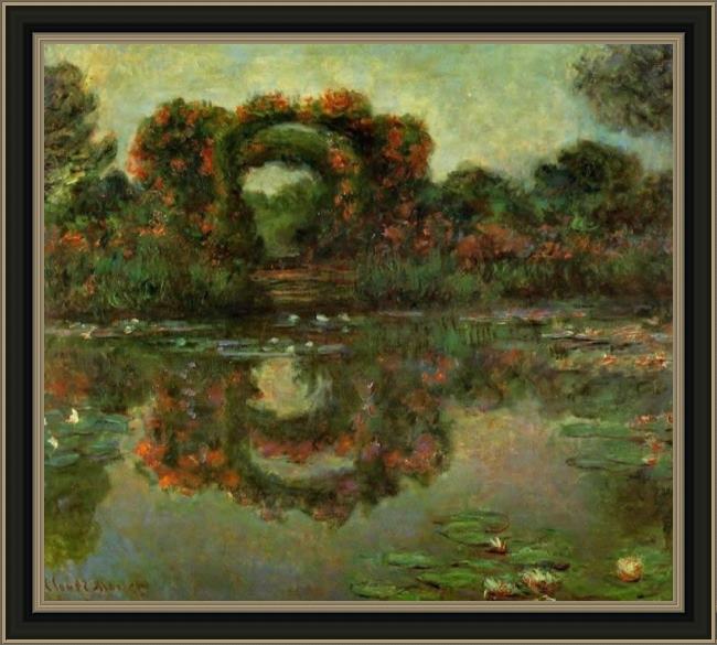 Framed Claude Monet the flowered arches at giverny painting