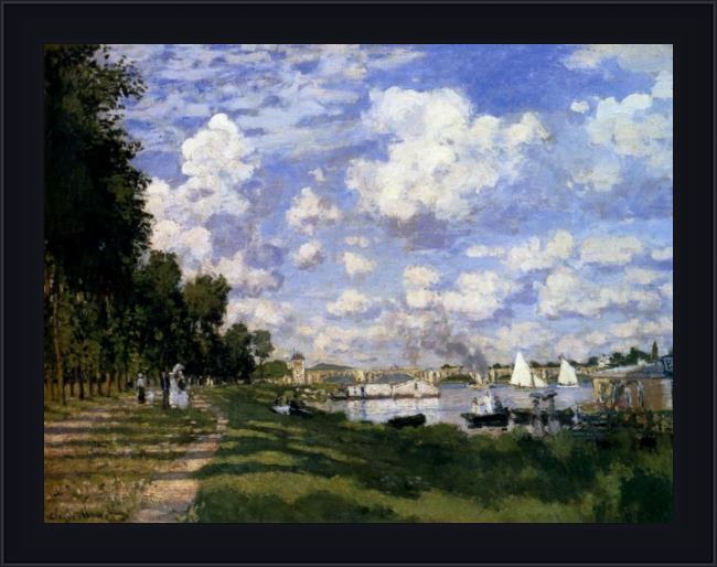 Framed Claude Monet the marina at argenteuil painting
