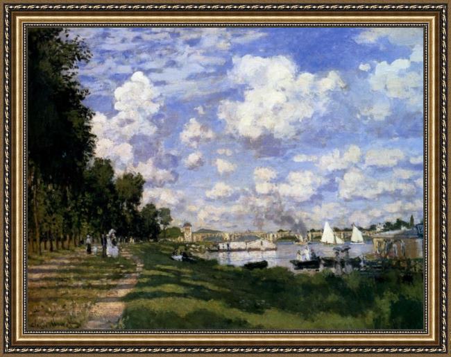 Framed Claude Monet the marina at argenteuil painting