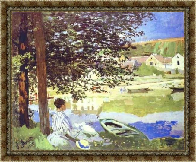 Framed Claude Monet the river bennecourt painting