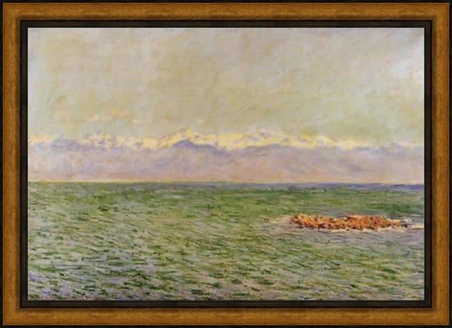 Framed Claude Monet the sea and the alps painting