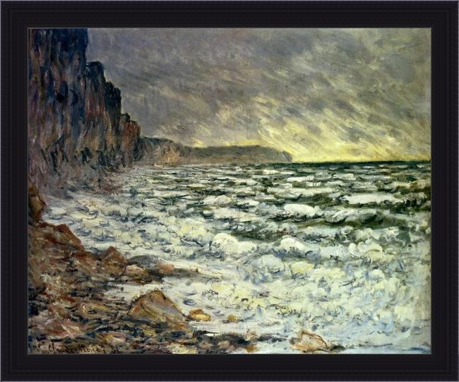 Framed Claude Monet the sea at fecamp painting