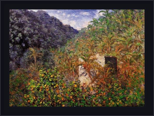Framed Claude Monet the valley of sasso bordighera 2 painting