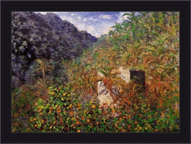 Framed Claude Monet the valley of sasso bordighera 2 painting