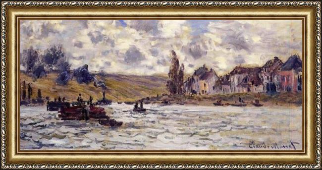 Framed Claude Monet the village of lavacourt painting
