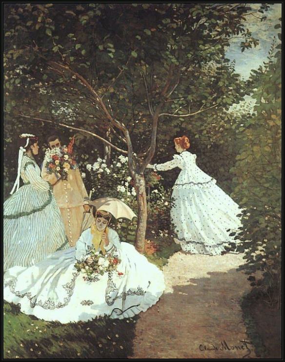 Framed Claude Monet the women in the garden painting
