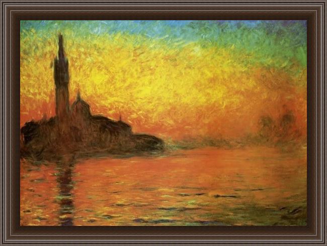 Framed Claude Monet venice twilight dusk painting