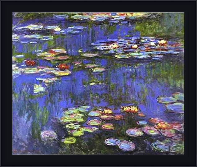 Framed Claude Monet water lilies 1914 painting