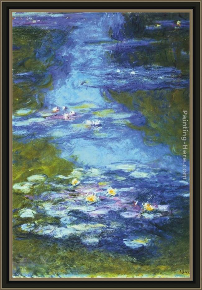 Framed Claude Monet water lilies i painting
