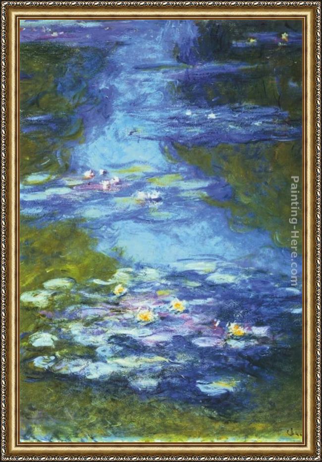 Framed Claude Monet water lilies i painting