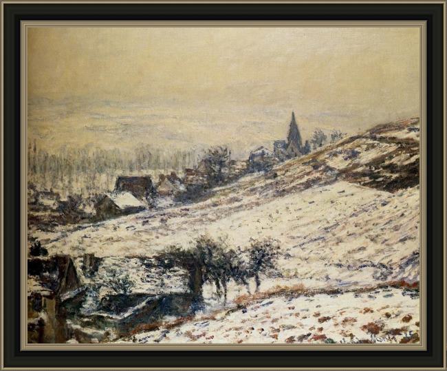 Framed Claude Monet winter at giverny painting
