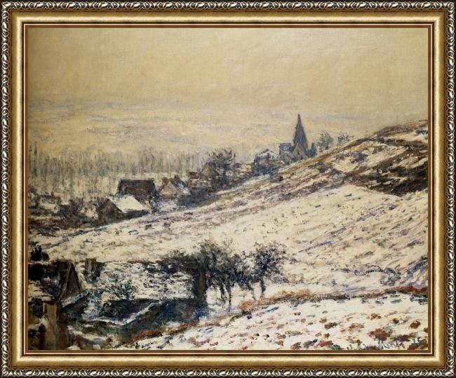 Framed Claude Monet winter at giverny painting