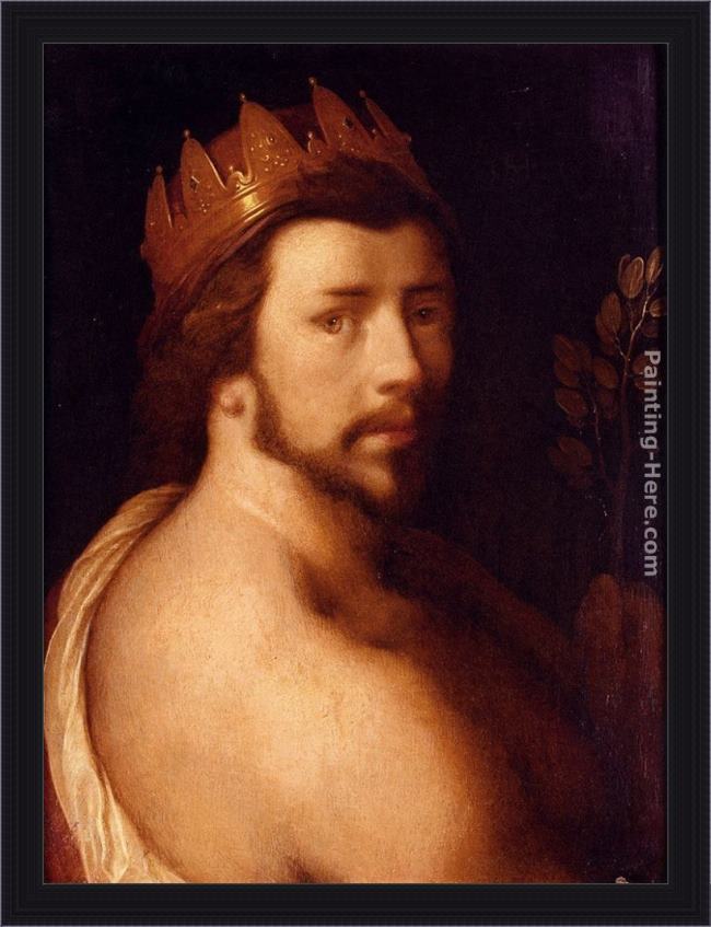 Framed Cornelis Cornelisz portrait of a man as apollo, possibly a self-portrait painting