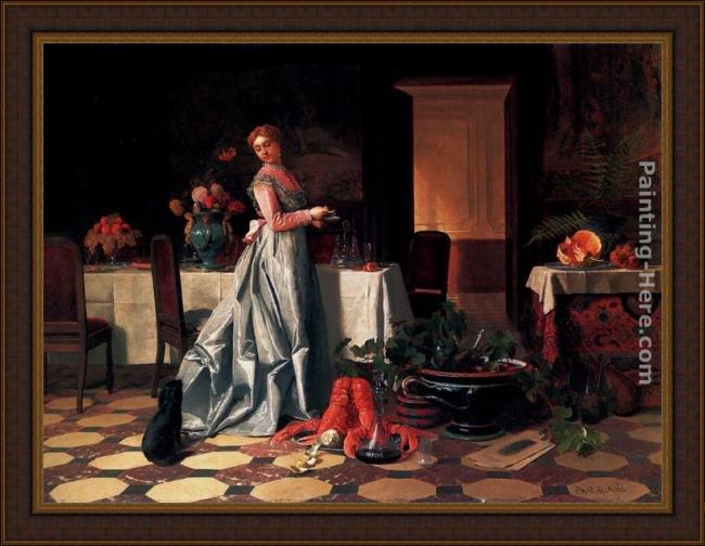 Framed David Emile Joseph de Noter preparing the banquet painting