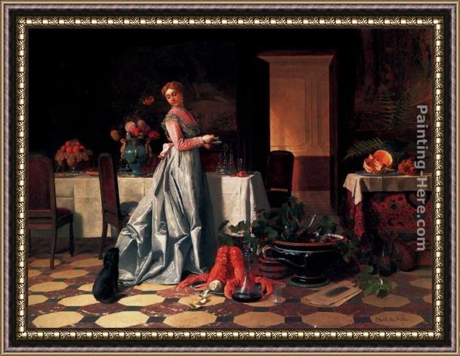 Framed David Emile Joseph de Noter preparing the banquet painting