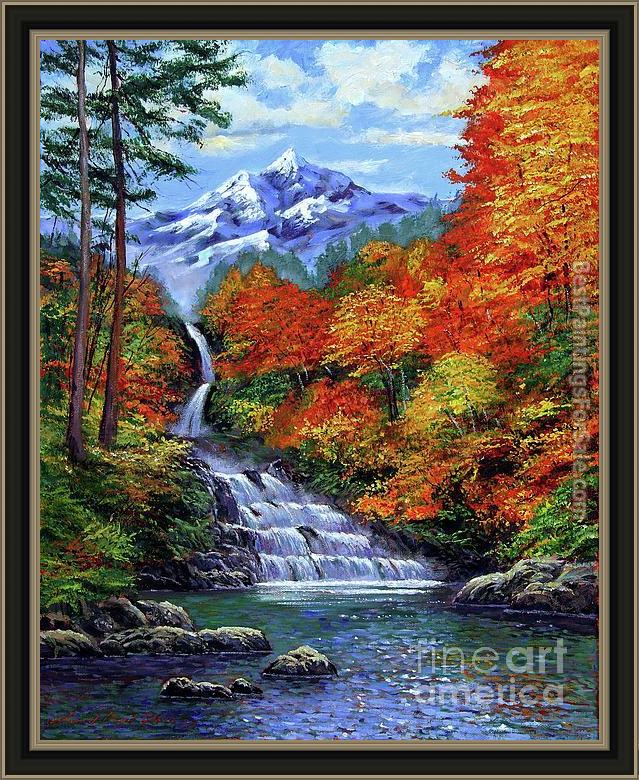 Framed David Lloyd Glover deep falls in autumn painting