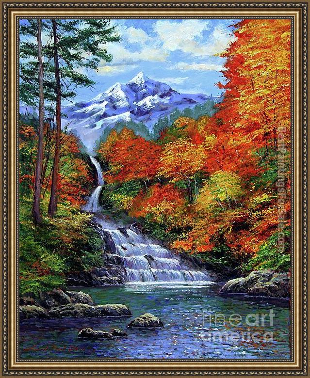 Framed David Lloyd Glover deep falls in autumn painting
