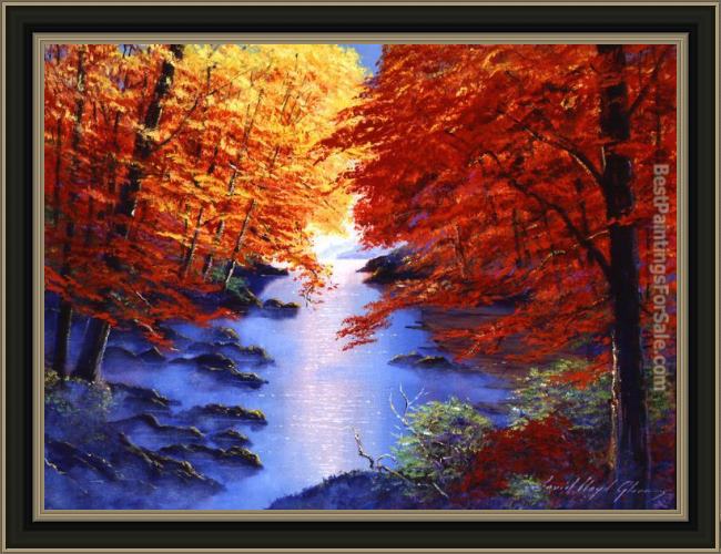 Framed David Lloyd Glover lake mist in autumn painting