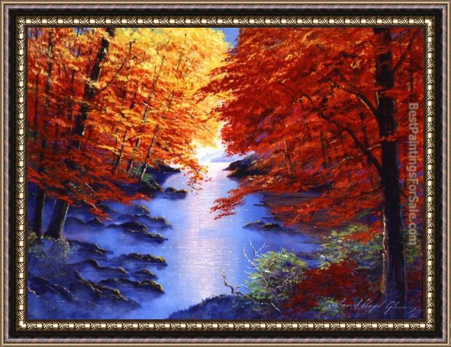 Framed David Lloyd Glover lake mist in autumn painting