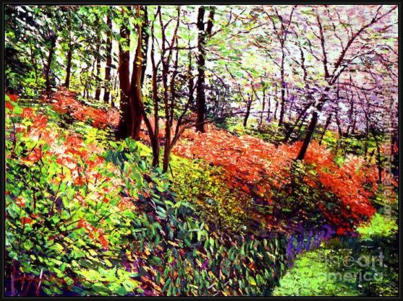 Framed David Lloyd Glover magic flower forest painting