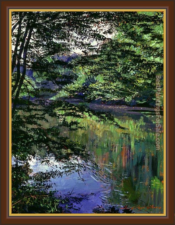 Framed David Lloyd Glover peaceful river painting