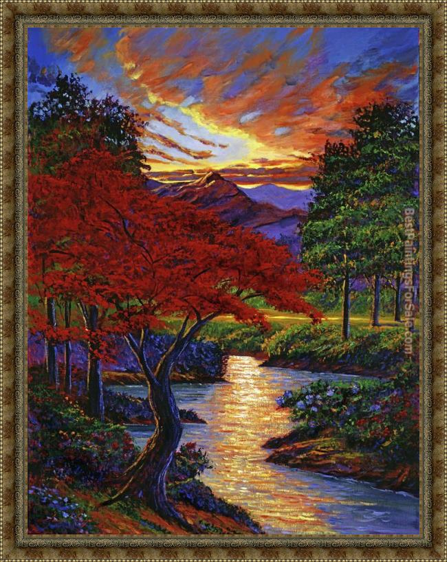 Framed David Lloyd Glover red maple painting
