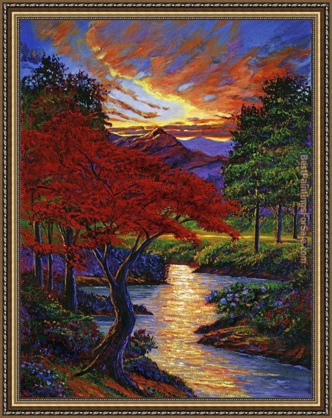 Framed David Lloyd Glover red maple painting