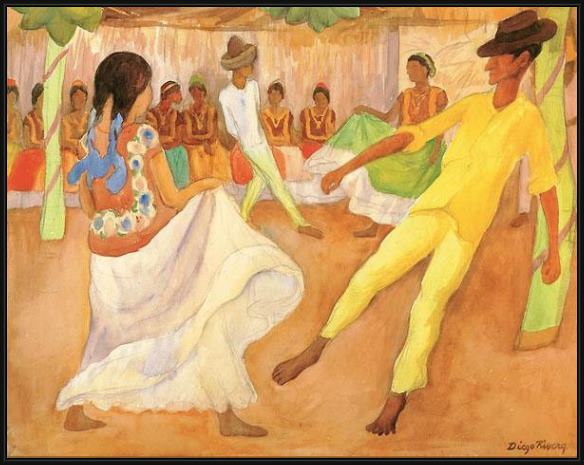 Framed Diego Rivera baile en the painting