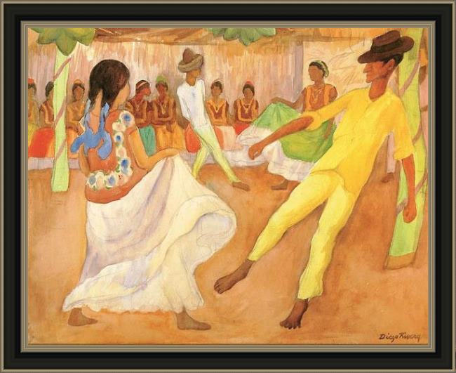 Framed Diego Rivera baile en the painting