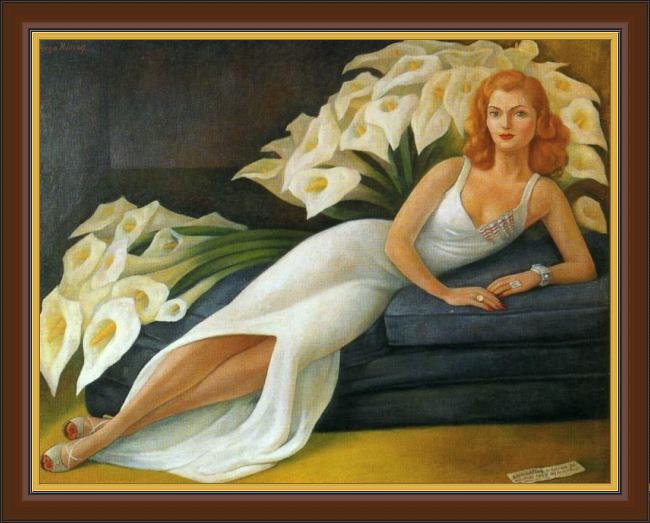 Framed Diego Rivera portrait of natasha zakolkowa gelman painting