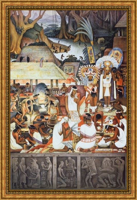 Framed Diego Rivera the zapotec civilization painting