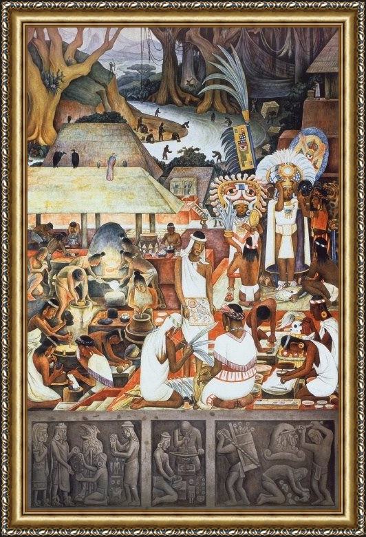 Framed Diego Rivera the zapotec civilization painting