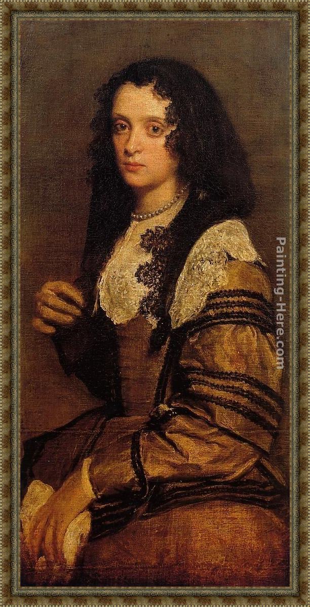 Framed Diego Rodriguez de Silva Velazquez a young lady painting