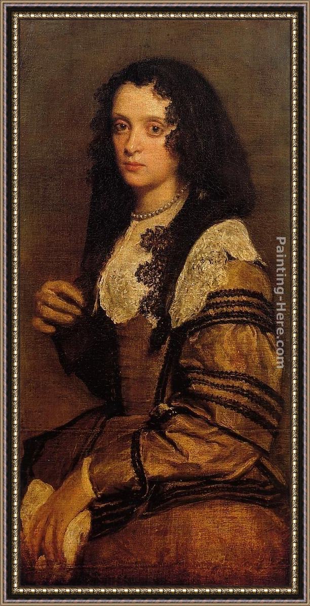 Framed Diego Rodriguez de Silva Velazquez a young lady painting